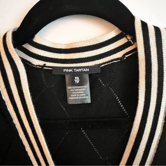 PINK TARTAN BLACK AND WHITE GEOMETRIC CARIDGAN - Picture 9 of 9